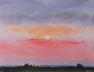 Red sky and full moon